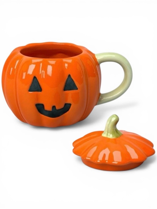 Hyde and Eek Other - NWT Pumpkin Jack O Lantern Figural Halloween Mug with Lid 9.5 oz Hyde and Eek